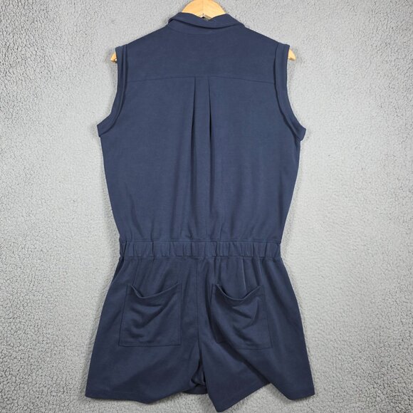 Lou & Grey Sandwashed Utility Romper Women Size S Navy Coastal Sailor Beachy NWT - Picture 4 of 14